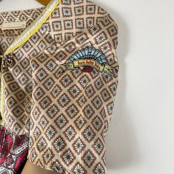 Anthropologie Burn Baby Burn Silk Geometric Style Blouse Size 2 - Picture 3 of 6